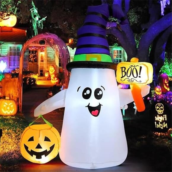 5 FT Halloween Inflatables Ghost Outdoor Decorations Blow Up Yard Cute - Picture 7 of 7